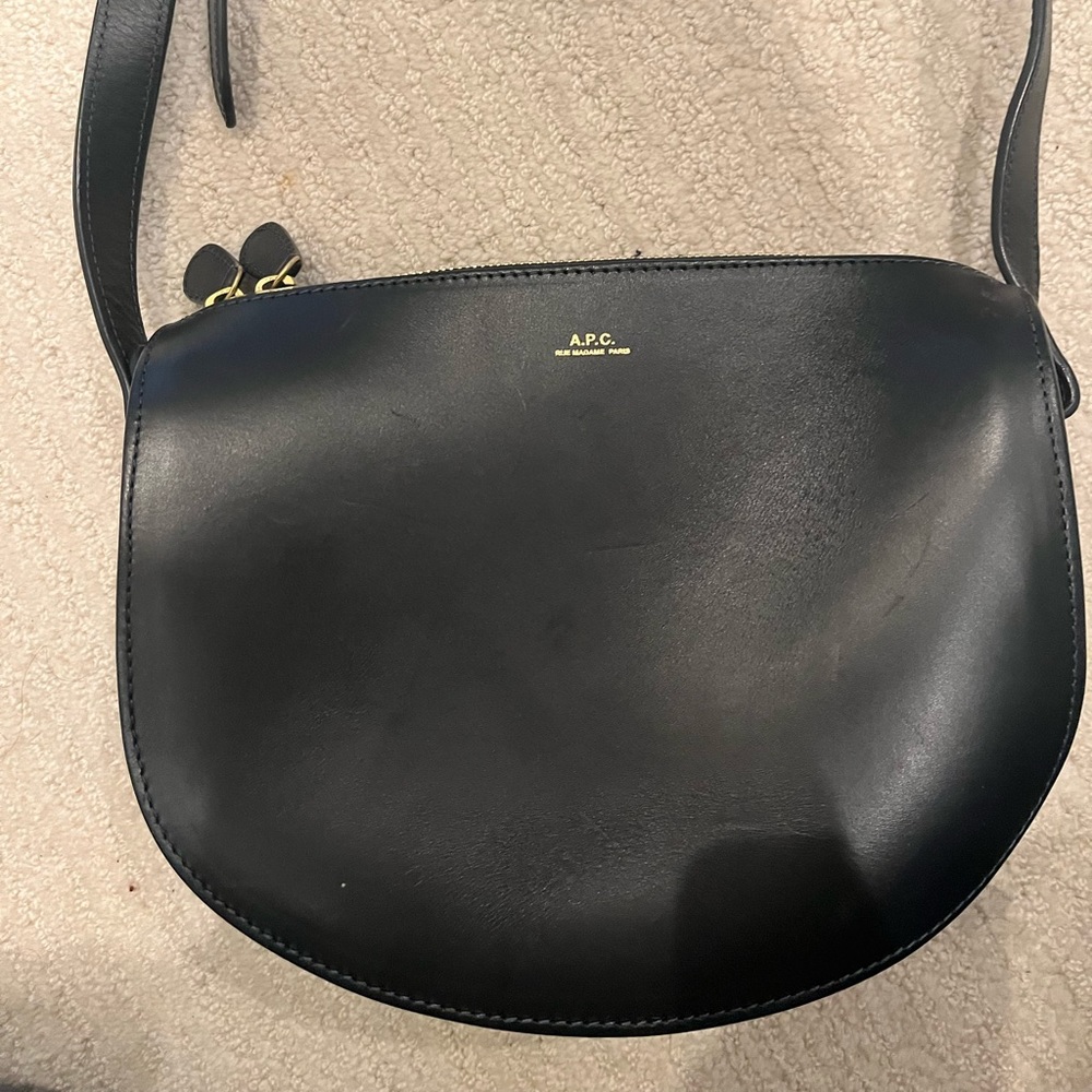 A.P.C Demi lune blue leather cross body bag